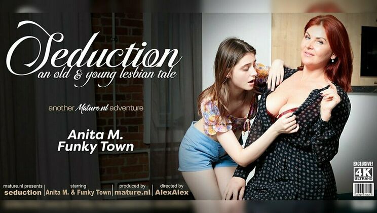Mature.nl - Funky Town - Anita M. - Teeny babe Funky Town gets seduced by her horny neighbour Anita M. in the living room / 17.03.2023