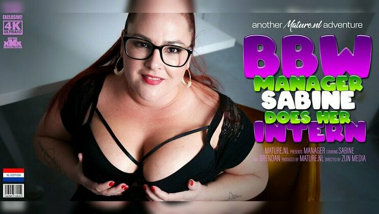 Mature.nl - Sabine - Brendan Raven - Sabine is a hot curvy MILF Manager that fucks her intern at the office / 05.03.2023
