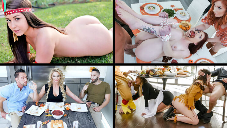 Team Skeet Selects - Brooklyn Chase - Lauren Phillips - Rosalyn Sphinx - Aria Carson - Thanksgiving Sluts Compilation / 14.11.2021